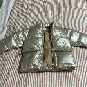Zara metallic puffer 3-4T- like new